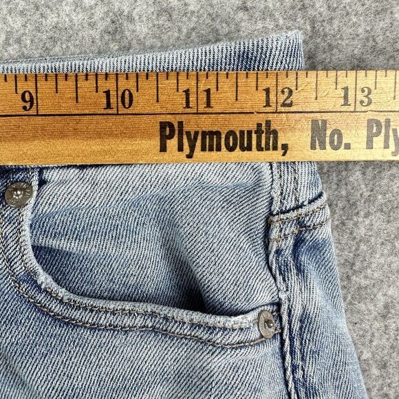 American Eagle Curvy Mom Jeans Womens 00R Med Wash Shark Bite Hem Stretch Denim - Picture 10 of 16